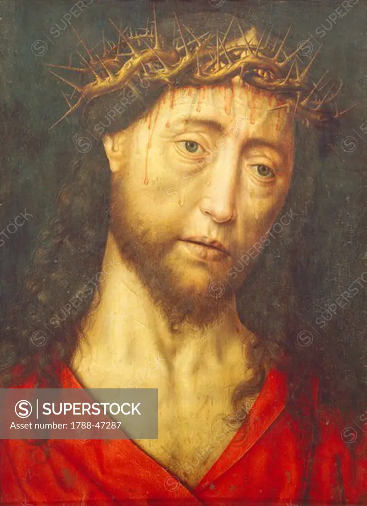 Head of Christ crowned with thorns, by Dieric Bouts the Elder (ca 1415-1475).