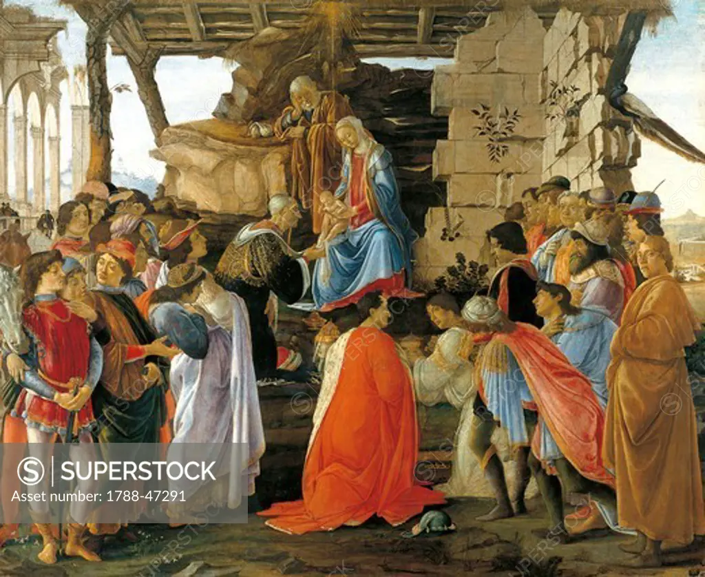 Adoration of the Magi, 1475, by Sandro Botticelli (1445-1510), tempera on wood, 111x134 cm.