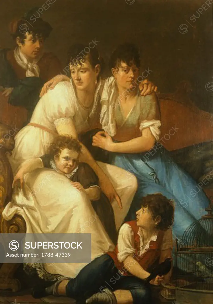 The Hayez family, 1807, by Francesco Hayez (1791-1882), oil on canvas, 134x94.5 cm.