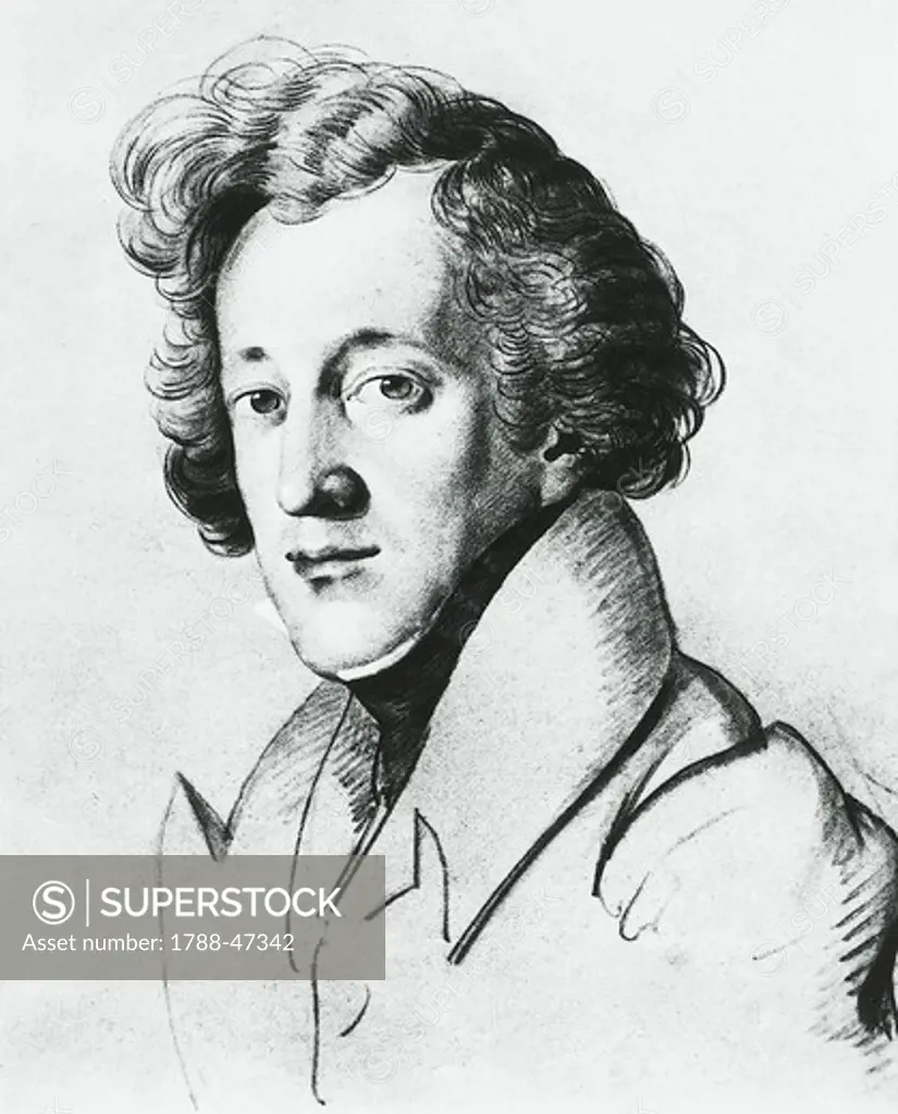 Felix Mendelssohn, portrait by Johann Joseph Schmeller (1796-1841).
