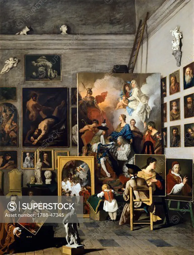 Painter's studio, 1746-1749, by Pierre Subleyras (1699-1749), oil on canvas, 125x99 cm.