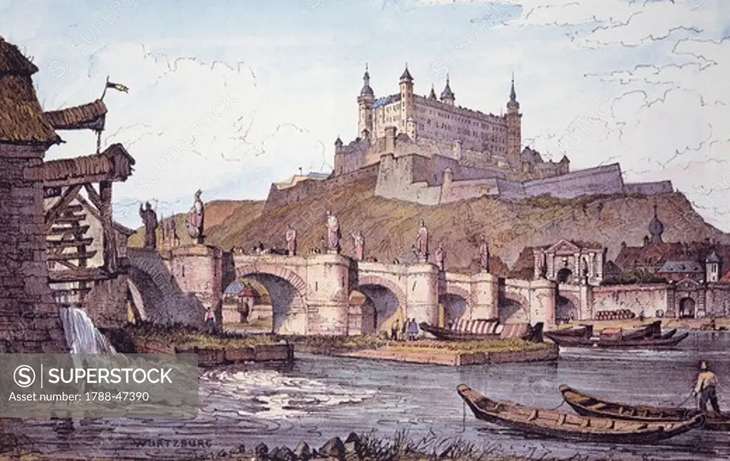 View of Wurzburg, 1835, Germany 19th Century.