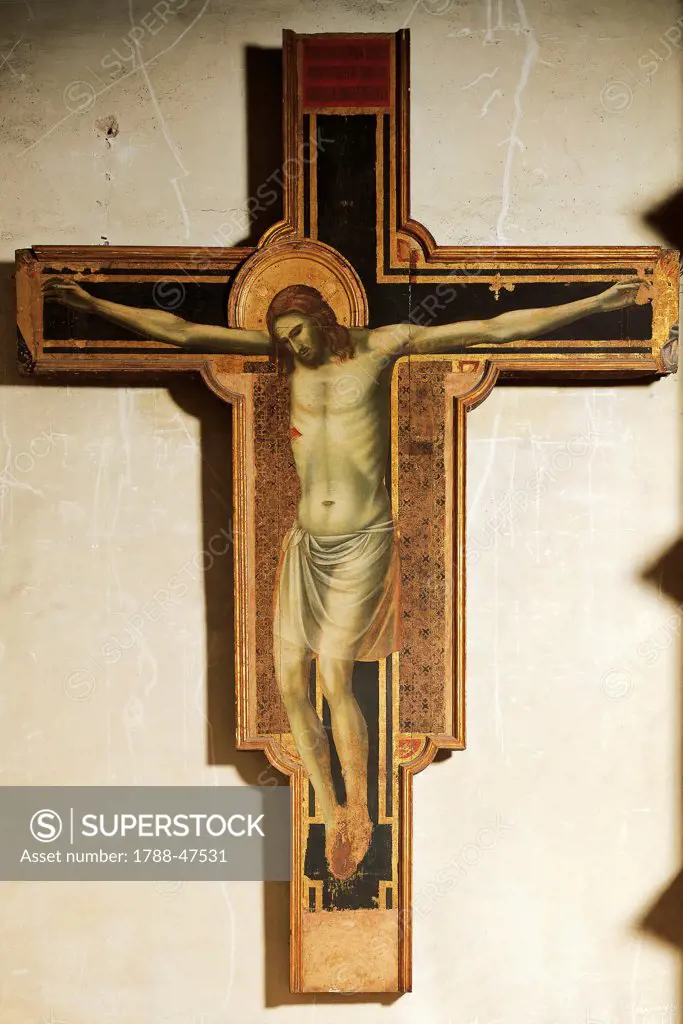 Crucifix, attributed to Giotto (1267-1337), tempera on wood. Malatesta Temple, the Chapel of Isolde, Rimini.