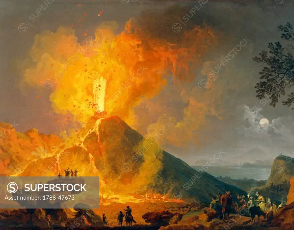 Eruption of Vesuvius, by Pierre-Jacques Volaire (1729-1792), oil on canvas, 52x79 cm. Detail.