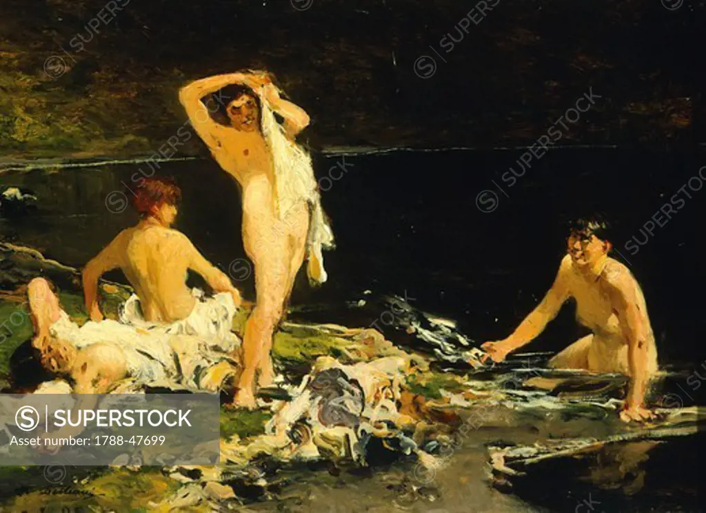 The bathers, by Lorenzo Delleani (1840-1908).