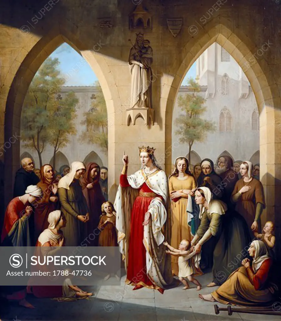 St Elizabeth of Hungary visiting the hospice she founded, by Edme-Camille Martin-Daussigny (1805-1878).