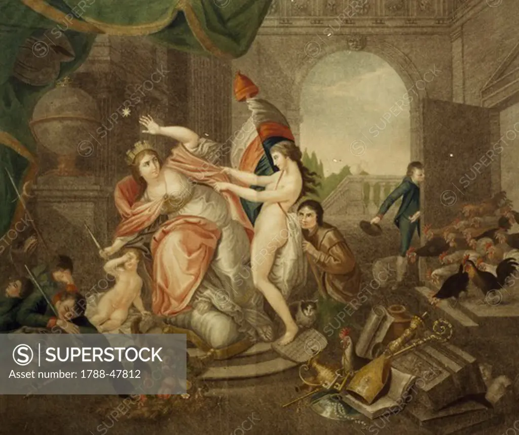 This is Italy in the mournful era of the first invasion, 1796, allegory. Italy, 18th Century.