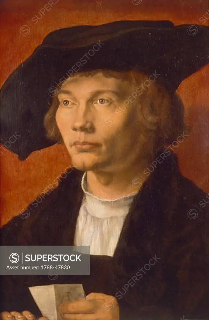 Portrait of Bernhard von Reesen, 1521, by Albrecht Durer (1471-1528), oil on panel, 45.4 x31.5 cm.