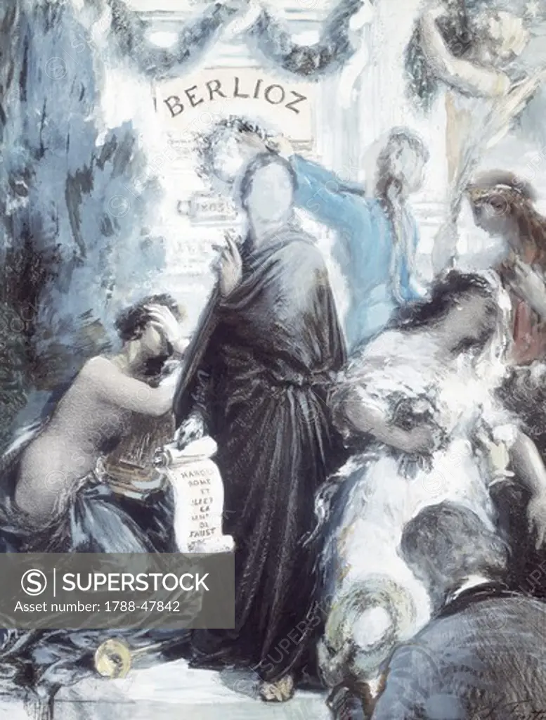Watercolor lithograph commemorating the centenary of the birth of Hector Berlioz, 1903, by Henri Fantin-Latour (1836-1904).