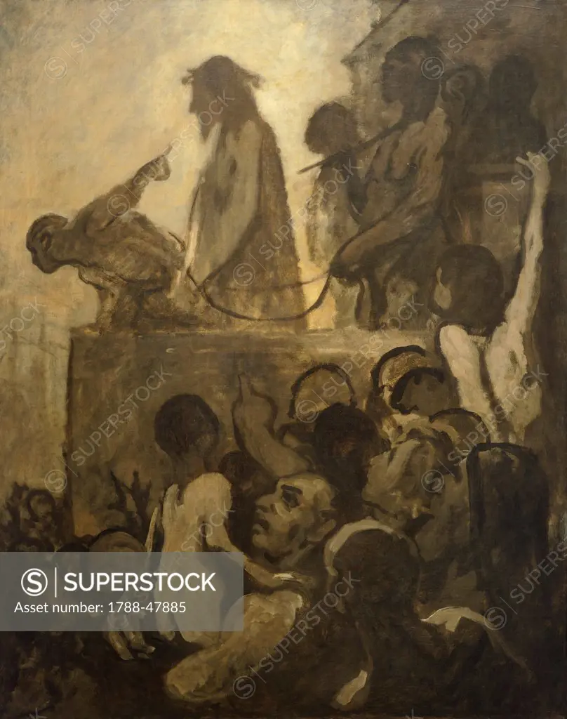 We want Barabbas (Ecce Homo), 1850, by Honore Daumier (1808-1879), oil on canvas, 160x127 cm.