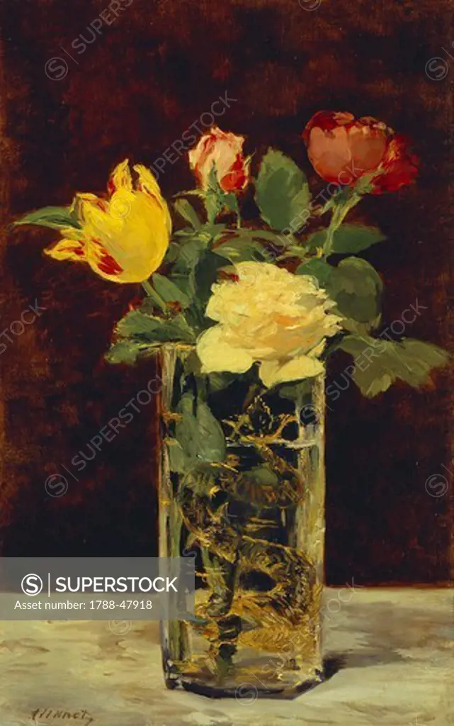 Roses and Tulips, 1882, by Edouard Manet (1832-1883).