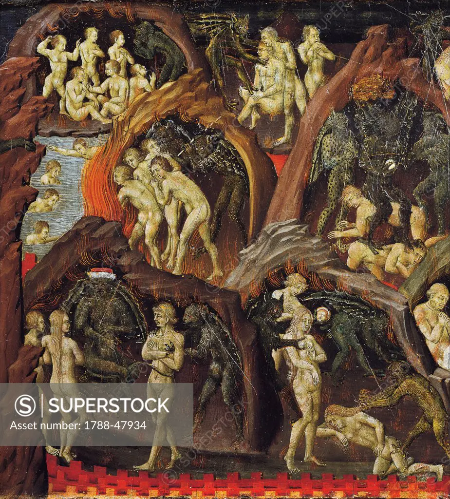 Hell, detail from the Last Judgment, 1460-1465, by Giovanni di Paolo (active from ca 1420-1482).