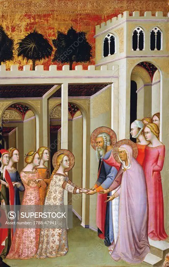 The Virgin Mary greeting Anne and St Joachim, by Bartolo di Fredi (ca 1330-1410).