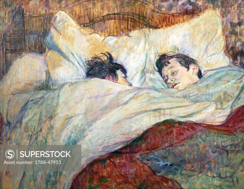 In the bed, 1892, by Henri de Toulouse Lautrec (1864-1901), oil painting, 54x70 cm.