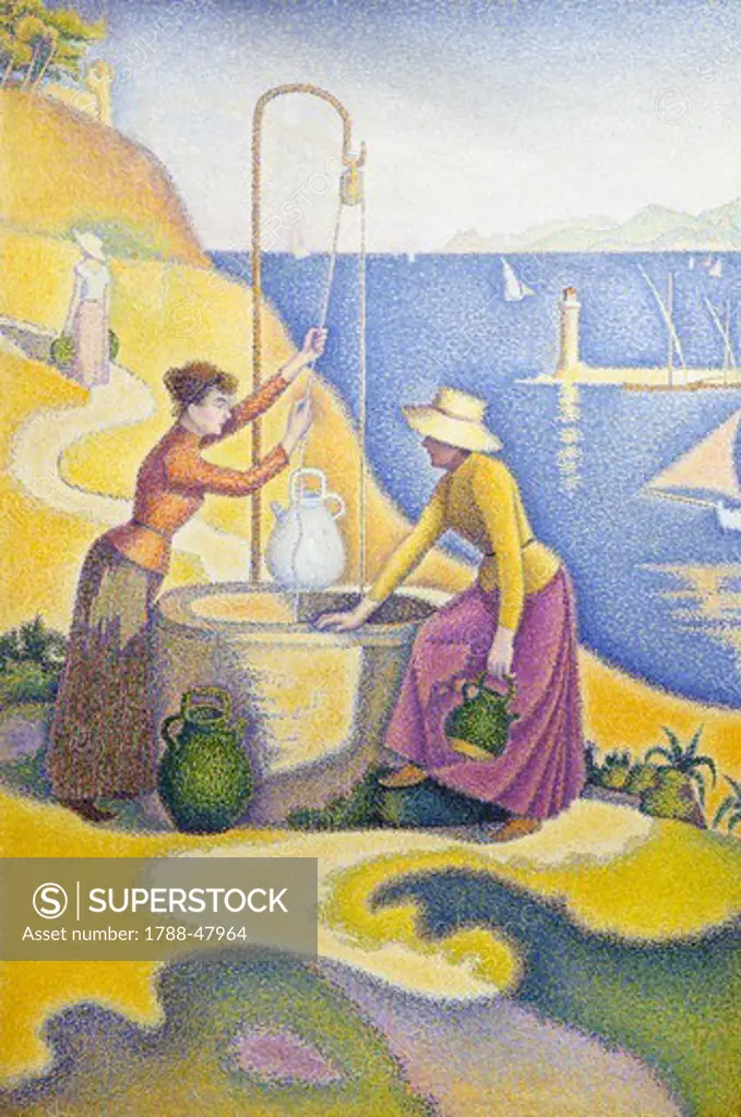 Women at the well, 1892, by Paul Signac (1863-1935), oil on canvas, 195x131 cm.