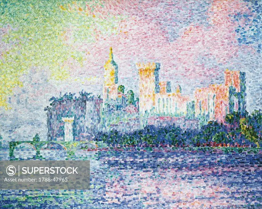 The Papal Palace in Avignon, 1900, by Paul Signac (1863-1935), oil on canvas, 73x92 cm.