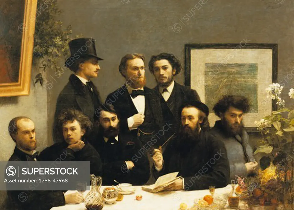 A corner of the table or Group of poets around a table, 1872, by Henri Fantin-Latour (1836-1904).
