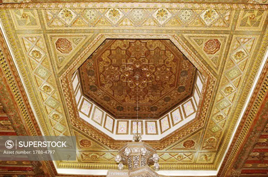 Syria - Aleppo (Halab). Historical Aleppo. UNESCO World Heritage List, 1986. Citadel, 13th century. Royal Palace. Royal Hall. Ceiling