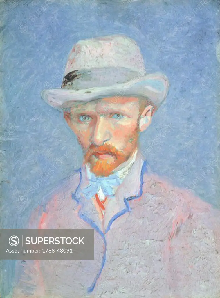 Self-Portrait with gray felt hat, 1887-1888, by Vincent van Gogh (1853-1890), oil on cardboard, 42x34 cm.