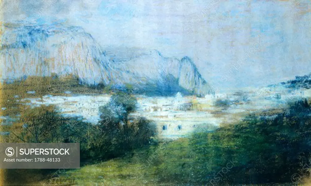 Landscape, 1897, by Gaetano Previati (1852-1920), pastel.