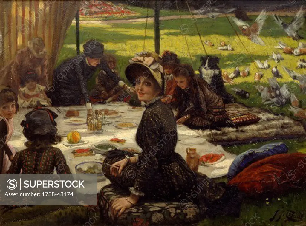 Lunch on the lawn, by James Tissot (1836-1902).