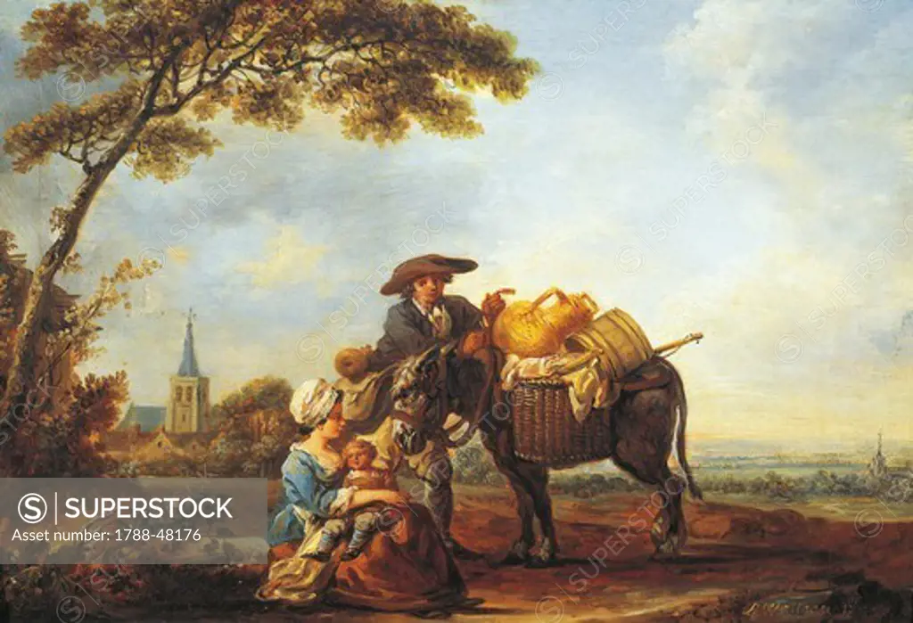 Return from the Market, 1785, by Louis Joseph Watteau (1731-1798).