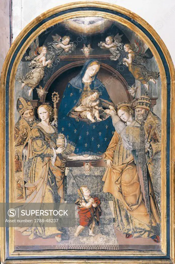 The Mystical Marriage of Saint Catherine, by Bernardino di Mariotto dello Stagnio (ca1478-1566).