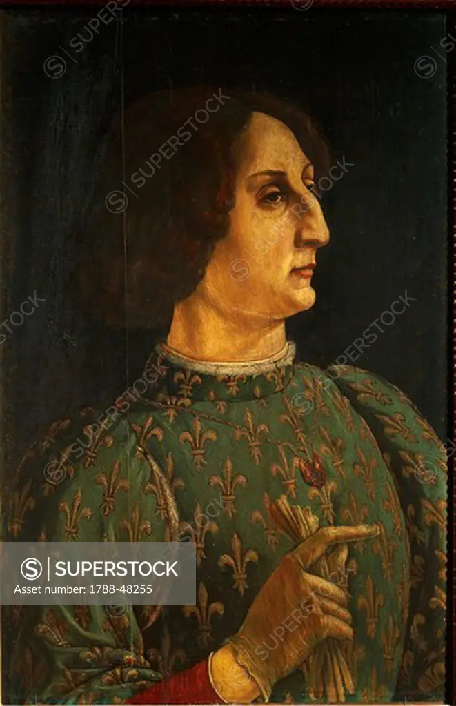 Portrait of Galeazzo Maria Sforza, ca 1471, by Piero Pollaiuolo (ca 1441- post 1485), tempera on wood, 65x42 cm.