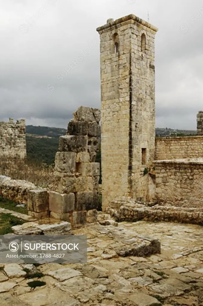Syria - Latakia. Fortress of Saladin 'Qal'at Salah El-Din'. UNESCO World Heritage List, 2006. Mosque. Minaret