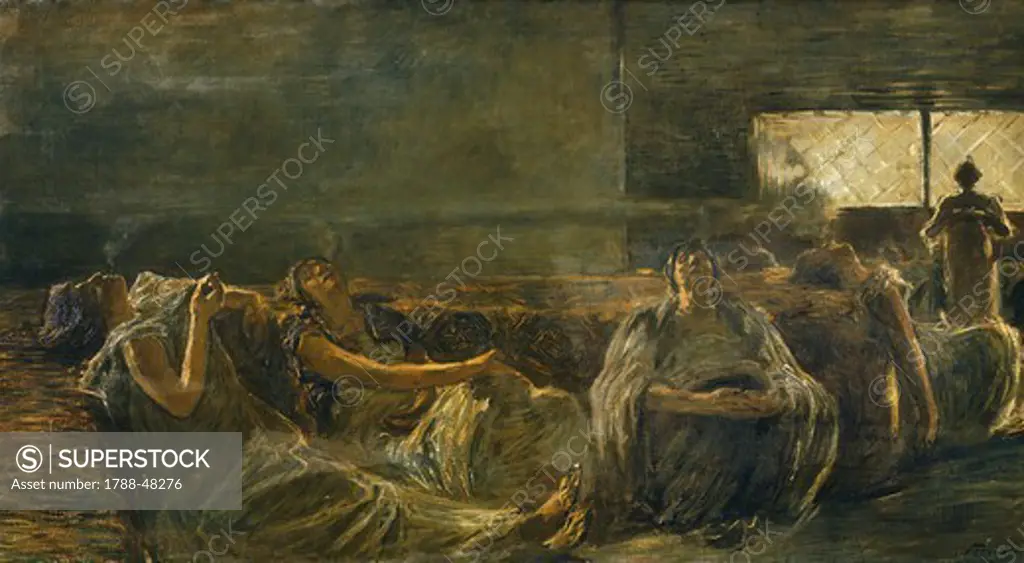 The Opium Smokers, by Gaetano Previati (1852-1920).