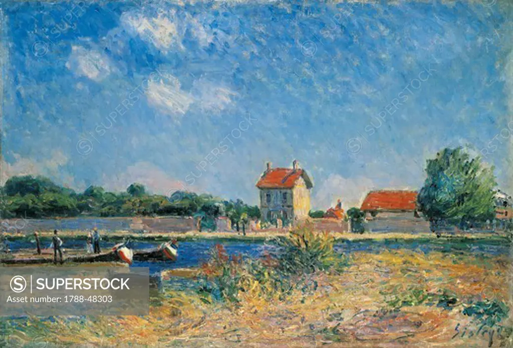 The Loing Canal at Saint-Mammes, by Alfred Sisley (1839-1899), 38x56 cm.