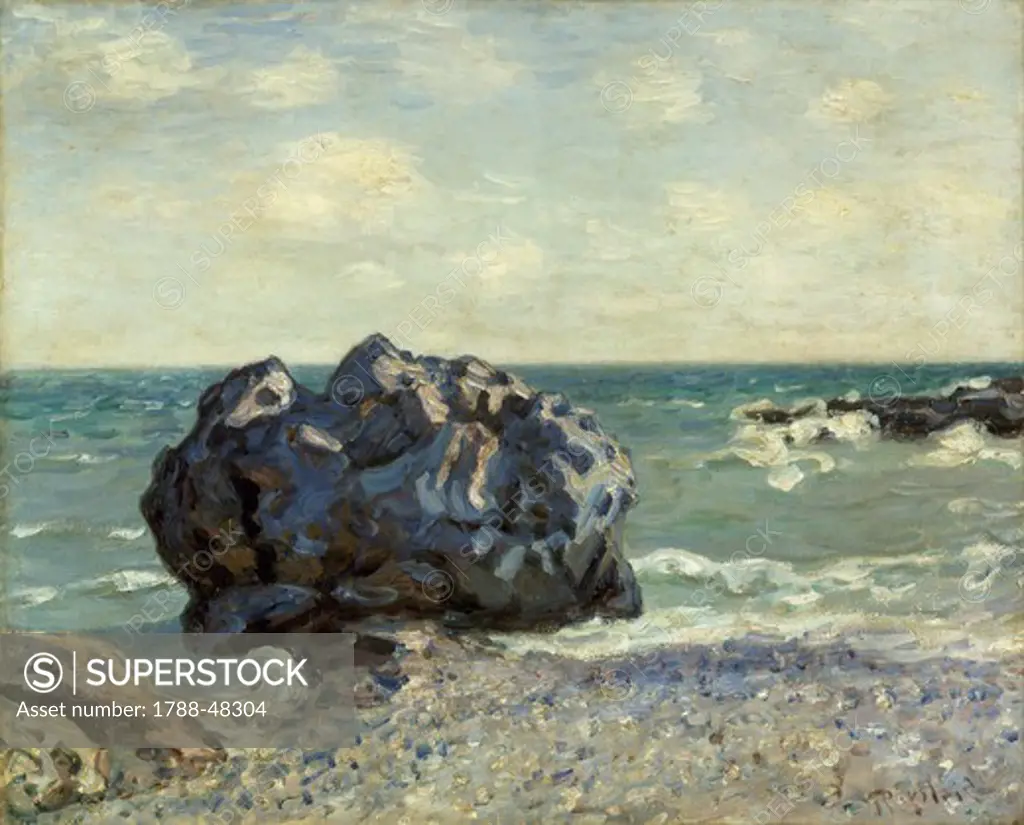 The Laugland Bay, rock, 1897, by Alfred Sisley (1839-1899), 65x81 cm.