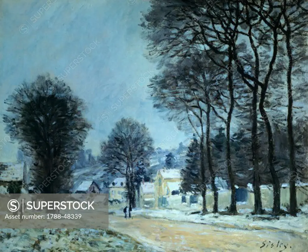 Snow at Louveciennes, 1874, by Alfred Sisley (1839-1899).