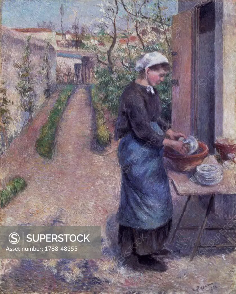Woman washing dishes (La laveuse de vaiselle), 1882, by Camille Pissarro (1830-1903).