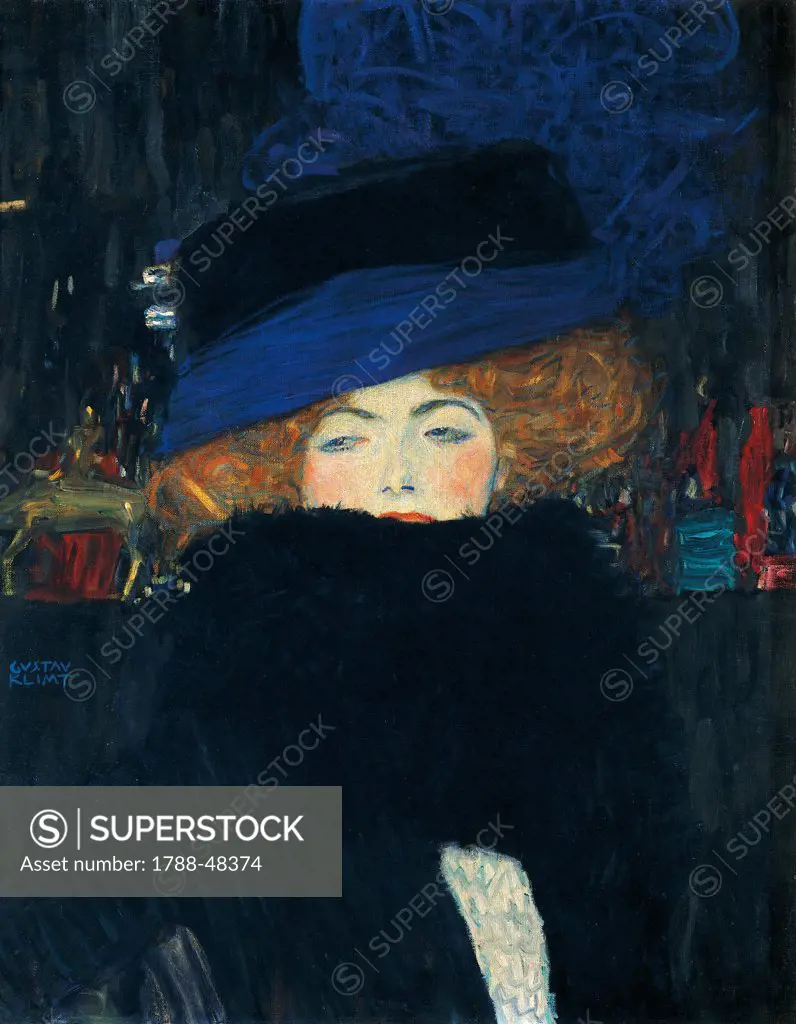 Lady with a hat and a feather boa, by Gustav Klimt (1862-1918).