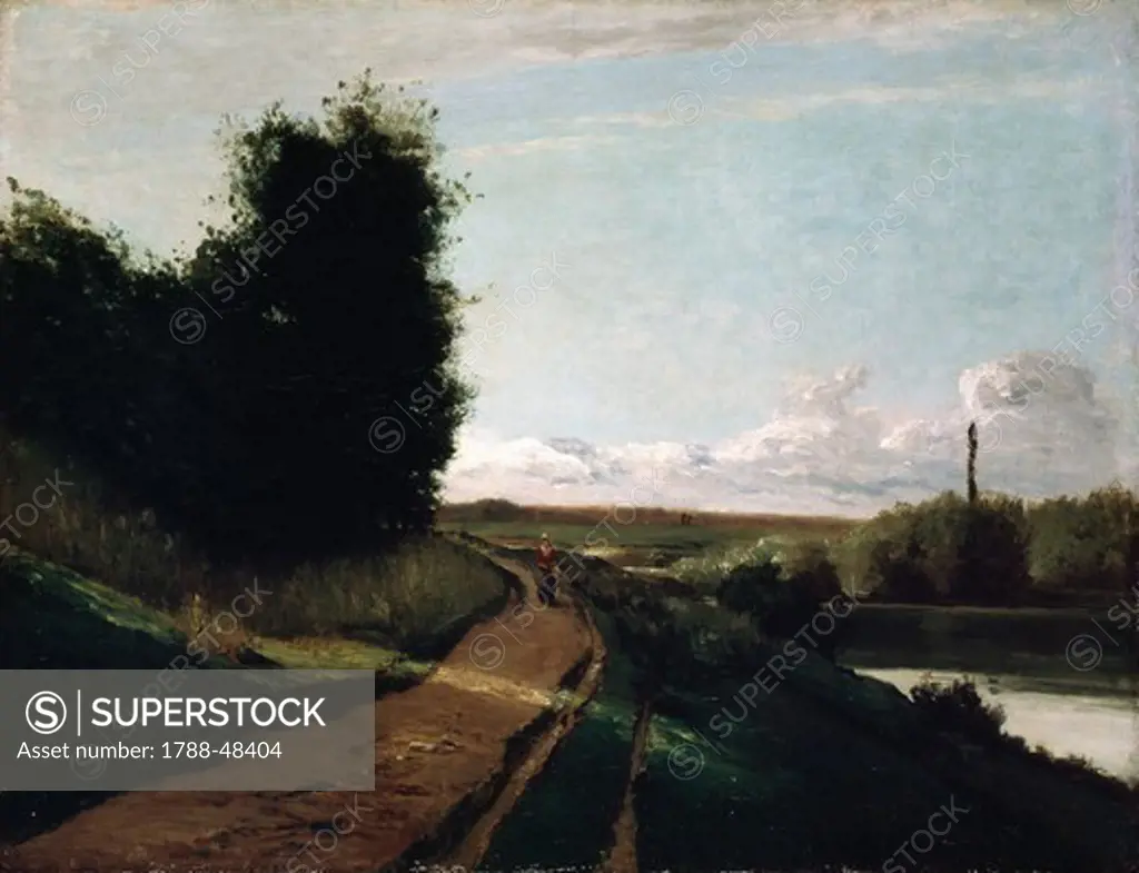 The Halage path (Le chemin de Halage), 1864, by Camille Pissarro (1830-1903).