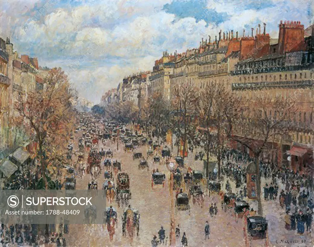 Boulevard Montmartre in Paris, 1897, by Camille Pissarro (1831-1903), oil on canvas, 74x92.8 cm.