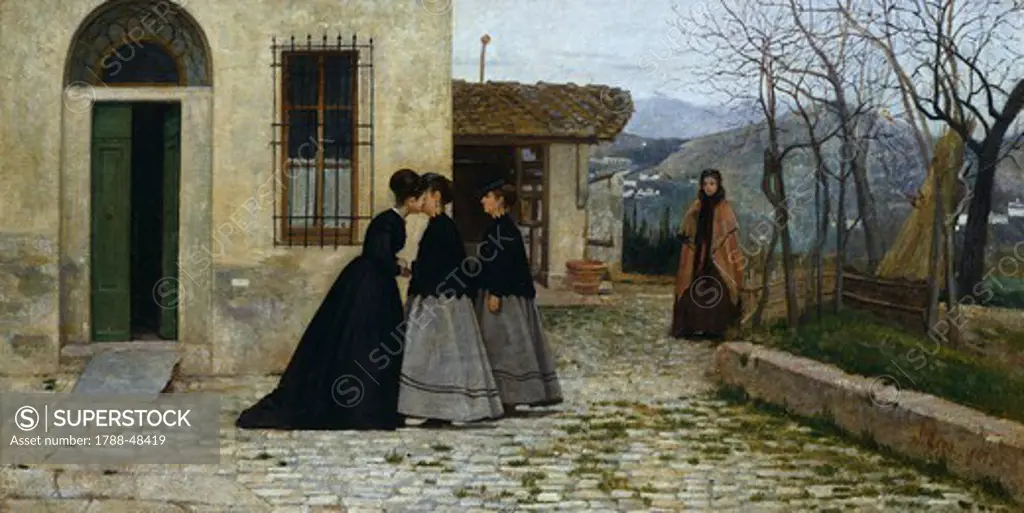 The visit, by Silvestro Lega (1826-1895).