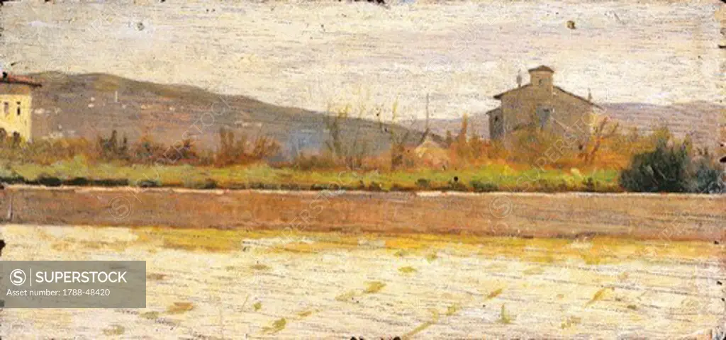 Landscape of Modigliana, by Silvestro Lega (1826-1895).