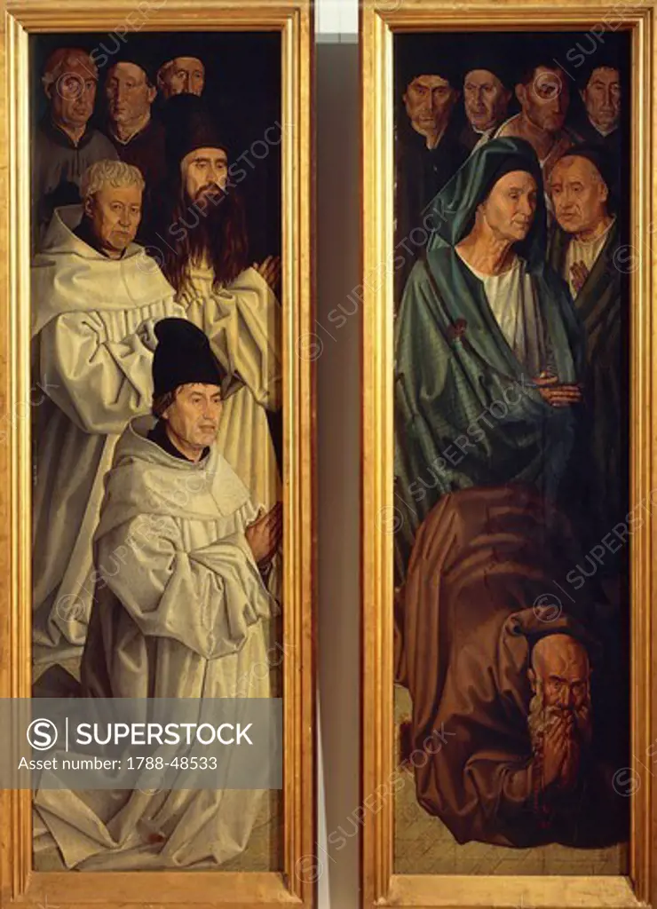 Panel of Monks and Panel of Fishermen, detail from the Altarpiece of St Vincent, 1460-1470, by Nuno Goncalves (active 1450-1471).