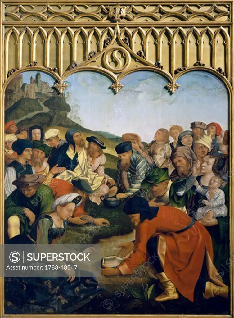 Gathering manna, by the Master of St Francis of Evora (active 15th century).