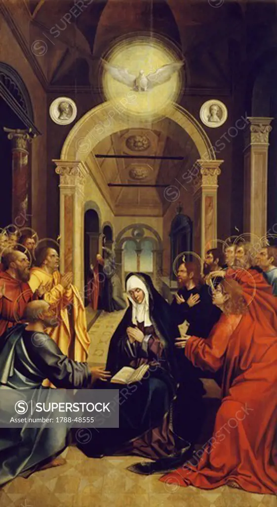 Pentecost, 16th century, Portuguese painting.