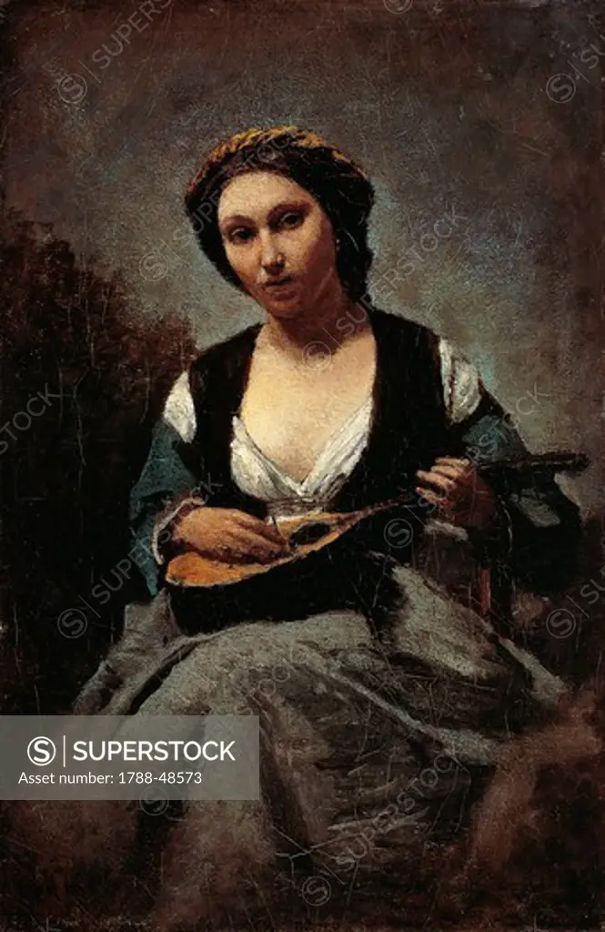 Woman with Mandolin, by Jean-Baptiste-Camille Corot (1796-1875).