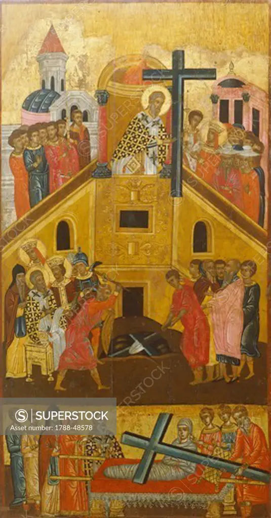 The invention of the Holy Cross, Icon, 17th Century.