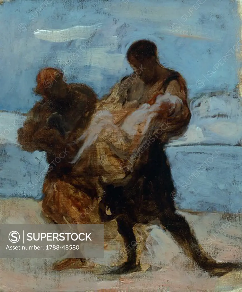The rescue, 1870, by Honore Daumier (1808-1879).