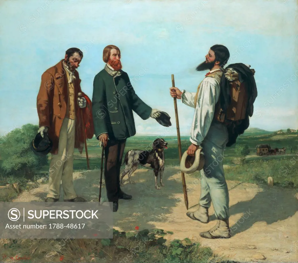 The meeting (La Reconte or Bonjour Monsieur Courbet), 1854, by Gustave Courbet (1819-1877), oil on canvas, 129x149 cm.