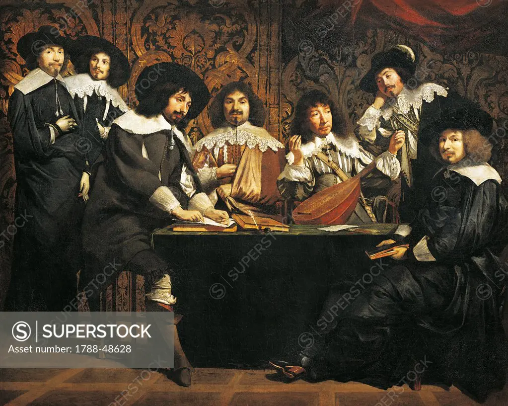 The academy of music or A meeting of amateurs, 1640, by an unknown artist from the French School, oil on canvas, 116x146 cm.