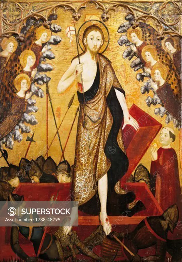 Resurrection of Christ, the panel from the Altarpiece of the Holy Sepulchre, 1381-1382, by Jaime Serra (active 1358-1395), tempera on wood, 138x115 cm.