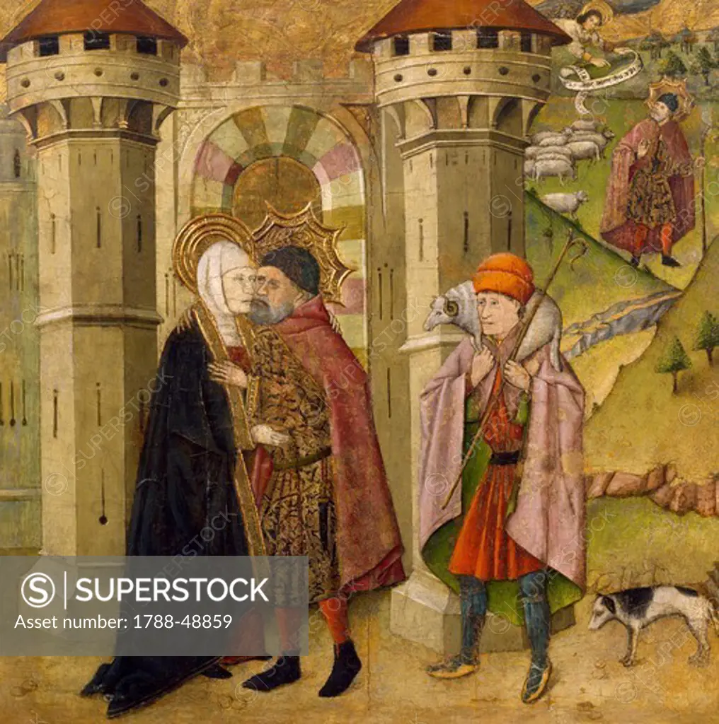 The Meeting of Joachim and Anne outside the Golden Gate at Jerusalem, by Jaume Huguet (1412-1492).