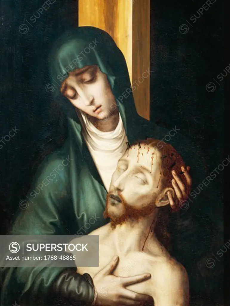 Pieta, ca 1560, by Luis de Morales (ca 1520-1586), oil on panel, 72x50 cm.